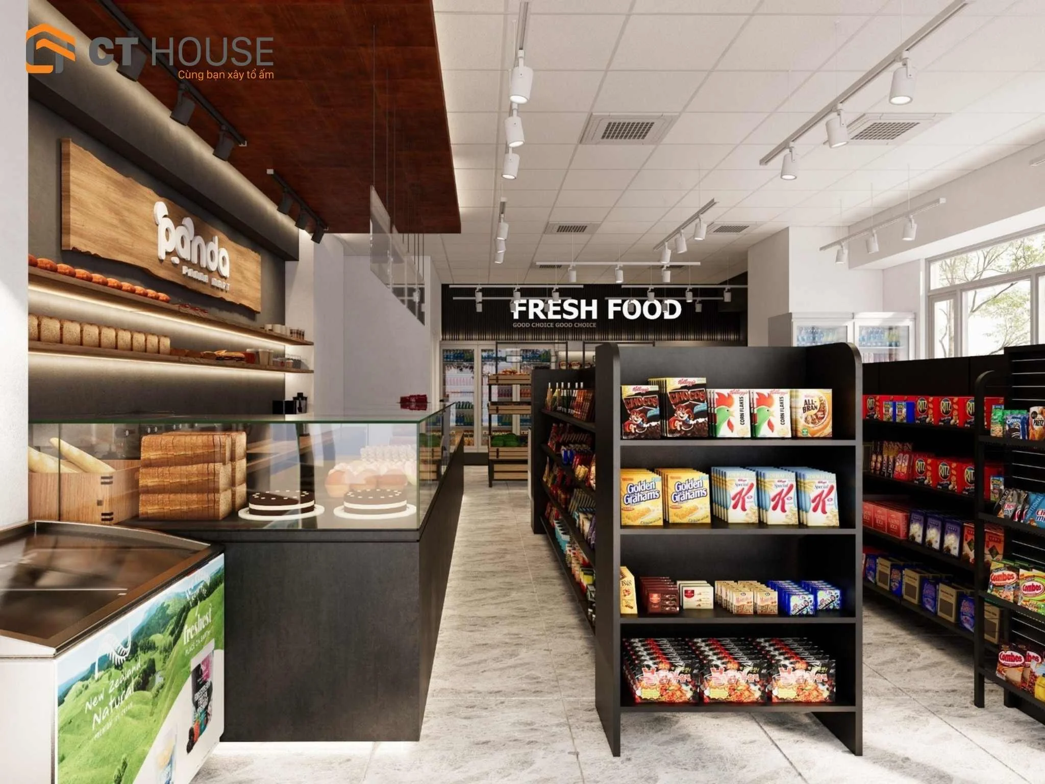 Thiết kế cửa hàng Fresh Food, diện tích 150m2