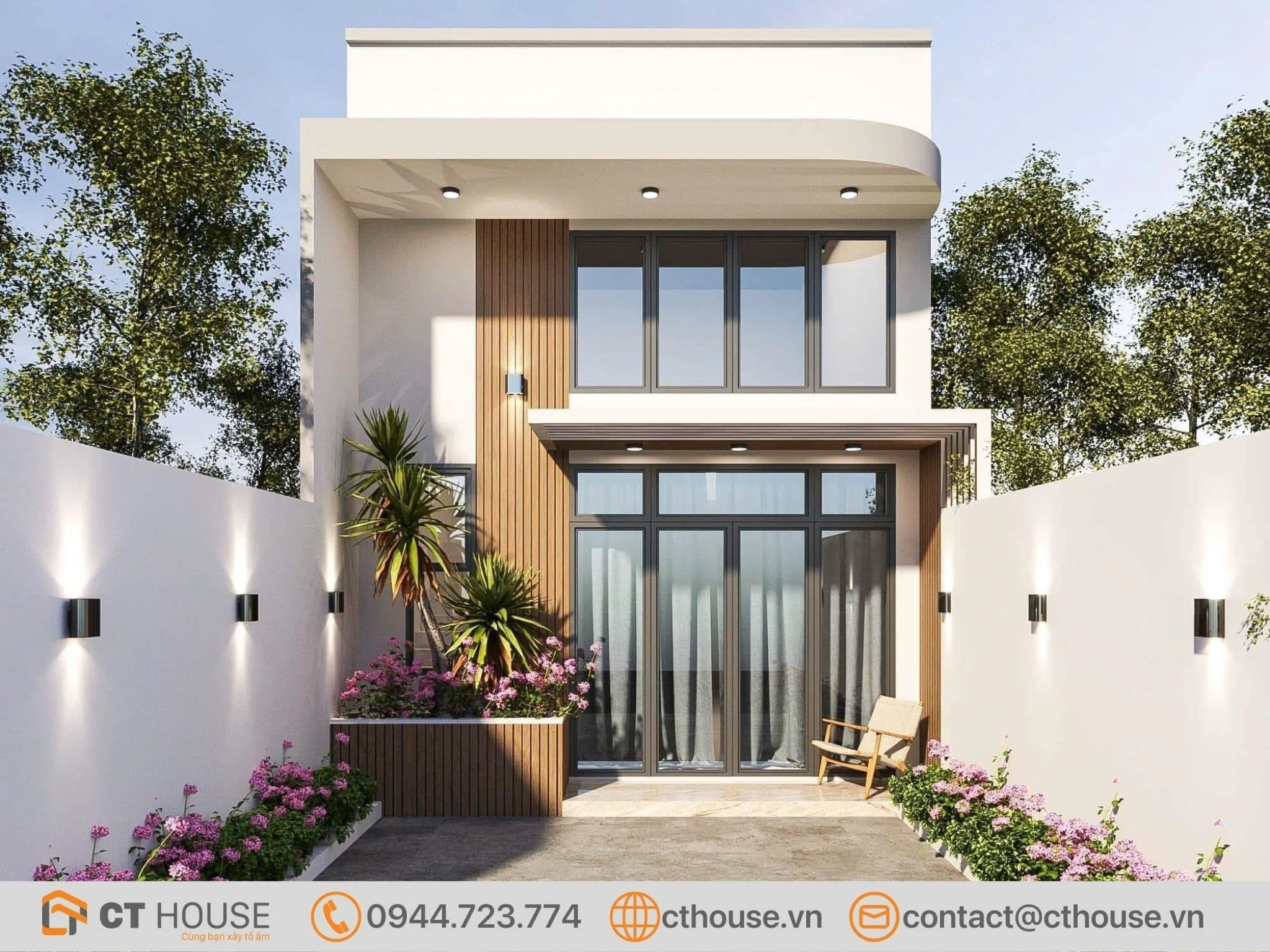 Thiết Kế Nhà Cấp 4 Gác Lửng Phong Cách Hiện Đại Trên Diện Tích Đất 4 x 23.2m
